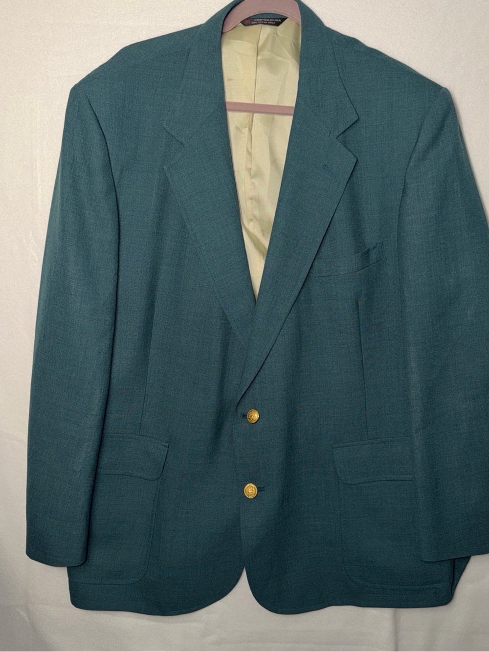 Sutter & Grant Men's R46 Teal Two-Button Sport Coat with Gold Buttons Vintage